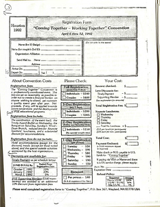 "Coming Together - Working Together" Convention Registration Form