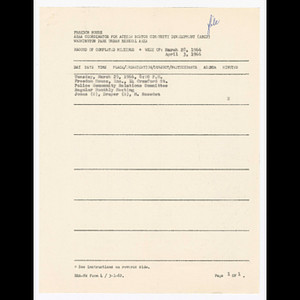 Minutes and attendance list for Police Community Relations Committee meeting on March 29, 1966