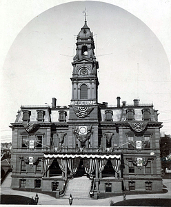 City Hall, decorations for the Trade Carnival, Oct. 4-9, 1897