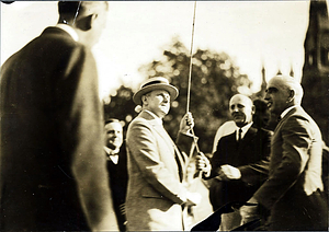 President Coolidge raising the flag on the Lynn Common Aug. 27, 1925