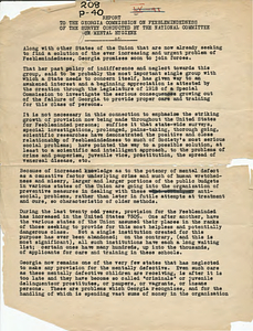 Report to the Georgia Commission on Feeblemindedness of the survey conducted by the National Committee on Mental Hygiene