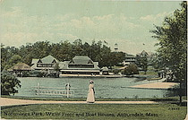 Norumbega Park, Water Front and Boat Houses, Auburndale, Mass.