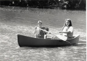 Young canoe team on Lake Massasoit