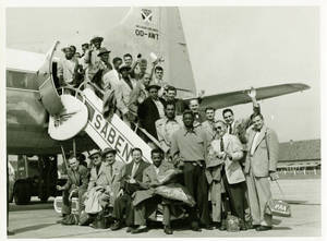 Harlem Globetrotters Flight to Brussels, 1952
