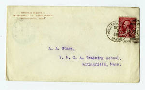 Envelope to a letter to Amos Alonzo Stagg from William College dated October 12, 1891