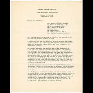 Minutes for Citizens Advisory Committee, Code Enforcement Subcommittee meeting on February 24, 1965