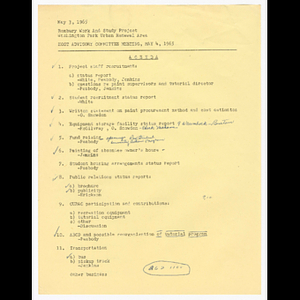 Agenda for Host Advisory Committee meeting on May 4, 1965