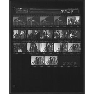 Film strips with images of adults in offices