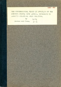 The cerebrospinal fluid in syphilis of the nervous system with special reference to Lange's colloidal gold reaction