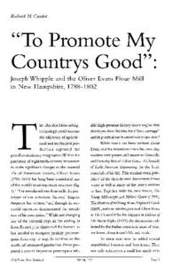 "To Promote My Countrys Good" : Joseph Whipple and the Oliver Evans Flour Mill in New Hampshire, 1788-1802