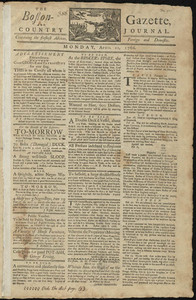 The Boston-Gazette, and Country Journal, 21 April 1766