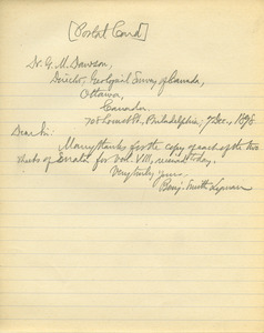 Letter from Benjamin Smith Lyman to George M. Dawson