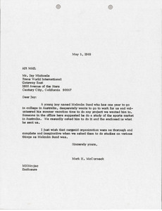 Letter from Mark H. McCormack to Jay Michaels