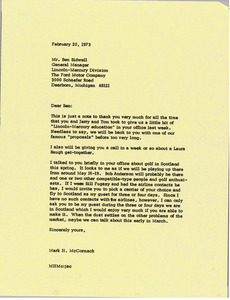 Letter from Mark H. McCormack to Ben Bidwell