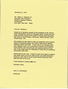 Letter from Mark H. McCormack to James D. Robinson