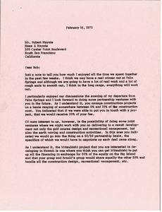 Letter from Mark H. McCormack to Robert Haynie