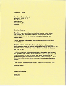 Letter from Mark H. McCormack to Javier Ramirez Garcia