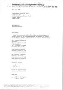 Letter from Mark H. McCormack to Christopher Gorringe