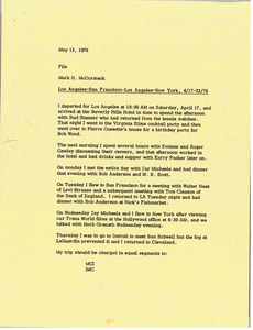 Memorandum from Mark H. McCormack to travel file