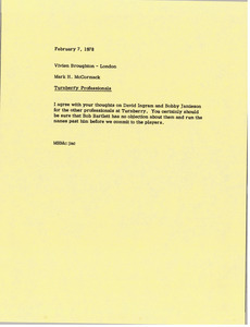 Memorandum from Mark H. McCormack to Vivien Broughton