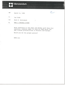 Memorandum from Mark H. McCormack to Ian Todd