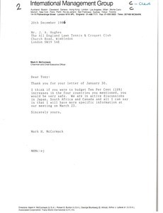 Letter from Mark H. McCormack to J. A. Hughes