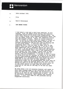 Memorandum from Mark H. McCormack to Ian Baker-Finch file