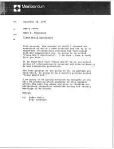 Memorandum from Mark H. McCormack to Barry Frank