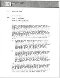 Memorandum from Mark H. McCormack concerning Nestle