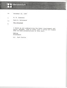 Memorandum from Mark H. McCormack to H. R. Isaacson