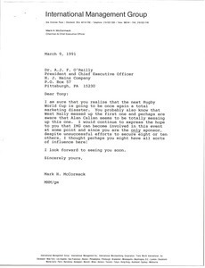 Letter from Mark H. McCormack to A. J. F. O'Reilly