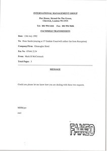 Fax from Mark H. McCormack to Peter Smith