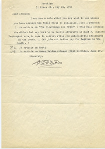 Letter from W. E. B. Du Bois to James Aronson