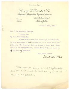 Letter from George W. Jacobs & Co. to W. E. B. Du Bois