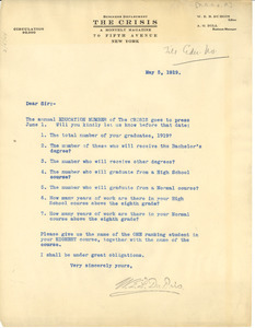 Circular letter from Crisis to unidentified correspondent