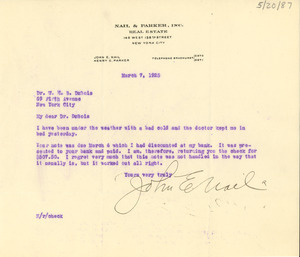 Letter from John E. Nail to W. E. B. Du Bois