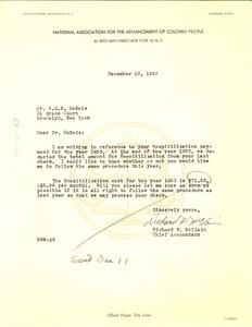 Letter from NAACP to W. E. B. Du Bois