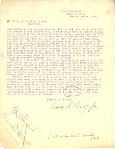Letter from Leonard Perry Jr. to W. E. B. Du Bois