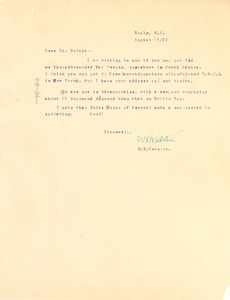 Letter from E. H. Webster to W. E. B. Du Bois