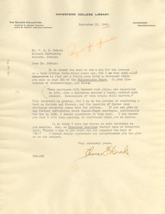 Letter from Thomas E. Drake to W. E. B. Du Bois
