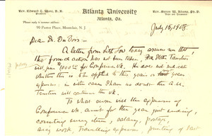 Letter from Atlanta University to W. E. B. Du Bois