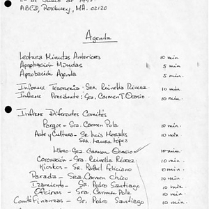 Agenda from Festival Puertorriqueño de Massachusetts, Inc. administrative board meeting on June 22, 1993