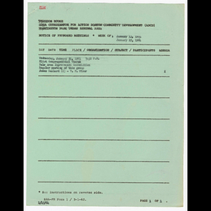 Agenda for Dale Area Improvement Association meeting on January 15, 1964