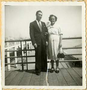 Antonio and Alzira Lucas standing on dock