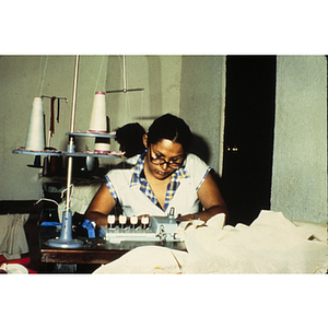 Woman working at a sewing machine