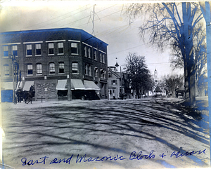 [East end Masonic block and square]