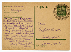 Postcard from Helmut Hirsch to parents, April 10, 1934