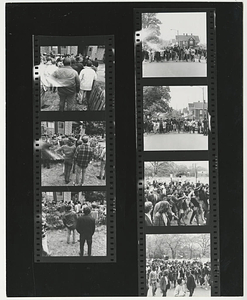 Contact sheet of Springfield College Students marching down street (May 1969)