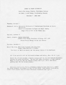 Energy at Brown University: Center for Energy Studies, Semester I