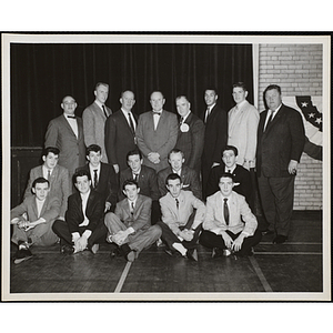 Group portrait of Charlestown Kiwanis Club members and staffers at an awards event